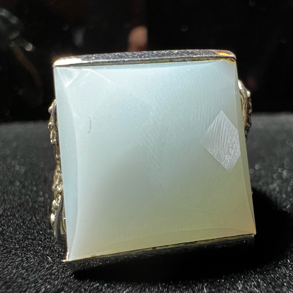 Statement Ring With Chalcedony Stone On A Sterlin… - image 1